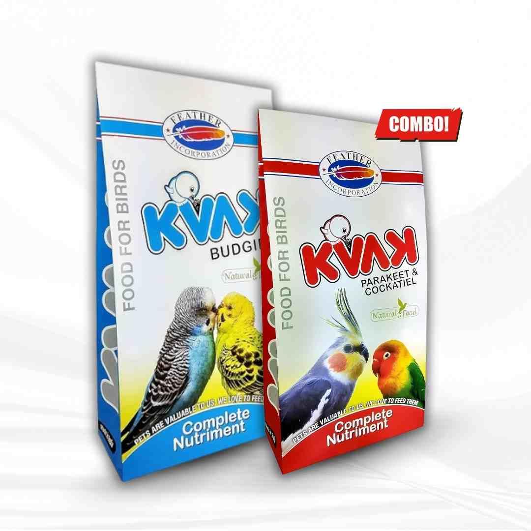 KVAK Bird Food Combo Pack for Budgies Parakeet and Cockatiel Complete Nutriment Premium Bird Feed